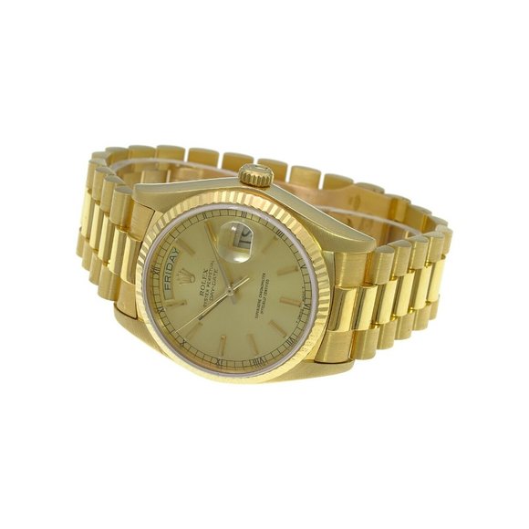 Rolex Mens Day-Date President Watch 18KY Solid Gold Champagne Dial 18038 MINT - Picture 4 of 12